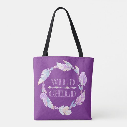 Wilde paarse kindertas tote bag (Achterkant)