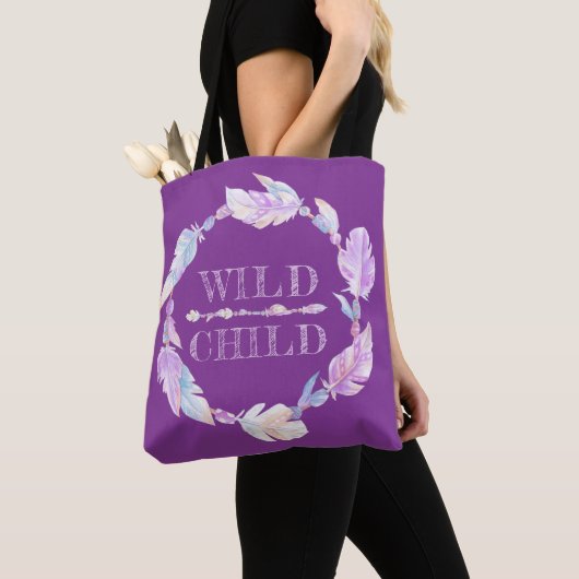 Wilde paarse kindertas tote bag (Dichtbij)