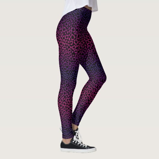 Wilde Paarse luipaard printplaat Leggings (Rechts)