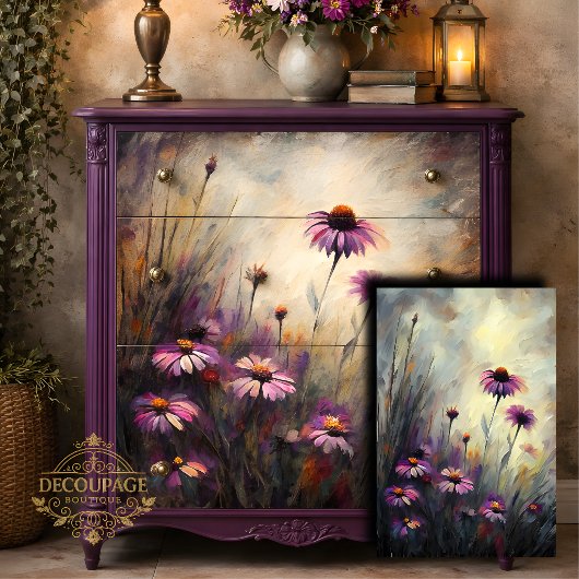 Wilde Paarse Margriet Decoupage Tissuepapier