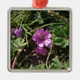 Wilde Paarse Ooievaarsbek Metalen Ornament
