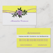 Wilde paarse roos geel wit bloemig visitekaartje (Voorkant / Achterkant)