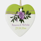 Wilde paarse roos met groene tang keramisch ornament (Rechts)