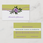 Wilde paarse roos olijfgroen, witte bloemen visitekaartje (Voorkant / Achterkant)