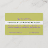 Wilde paarse roos olijfgroen, witte bloemen visitekaartje (Achterkant)