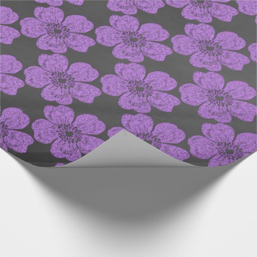 Wilde Paarse Rozen Chalkboard Cadeaupapier (Hoek)