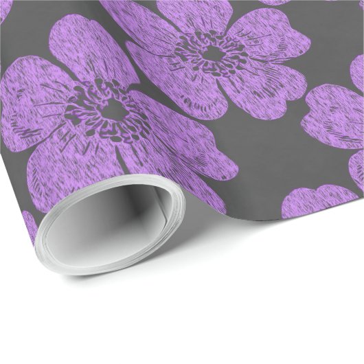 Wilde Paarse Rozen Chalkboard Cadeaupapier (Rol Hoek)