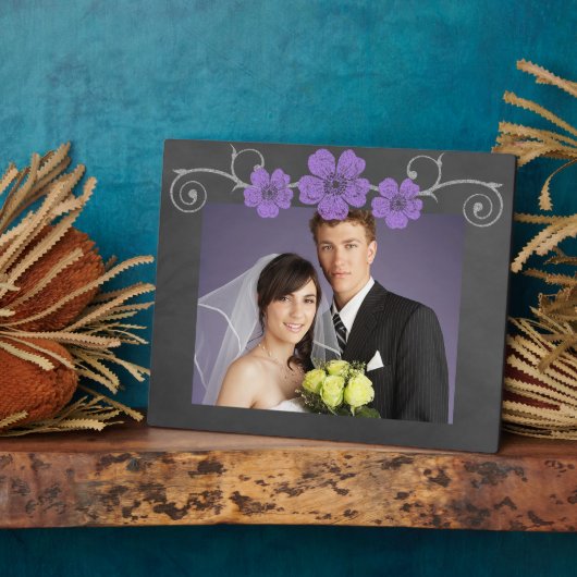 Wilde Paarse Rozen Chalkboard Fotoplaat (Zijkant)