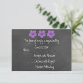 Wilde Paarse Rozen Chalkboard RSVP-kaarten RSVP Kaartje (Staand voorkant)