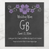 Wilde Paarse Rozen Chalkboard Wijn Etiket (Enkel label)