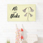 Wilde Paarse Waterverf Botanische bruiloft Spandoek (Insitu)