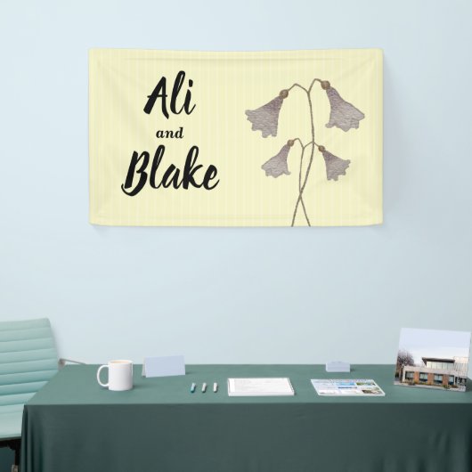 Wilde Paarse Waterverf Botanische bruiloft Spandoek (Beurs)