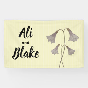 Wilde Paarse Waterverf Botanische bruiloft Spandoek