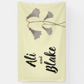 Wilde Paarse Waterverf Botanische bruiloft Spandoek (Verticaal)