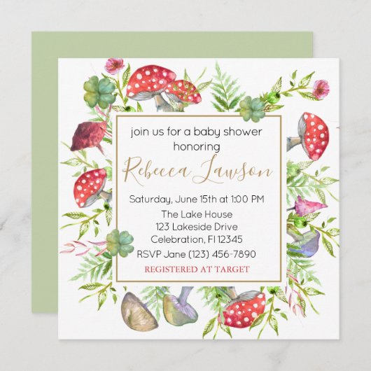 Wilde paddenstoel Baby shower Kaart (Voorkant / Achterkant)