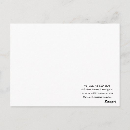 Wilde paddenstoelen briefkaart (Achterkant)