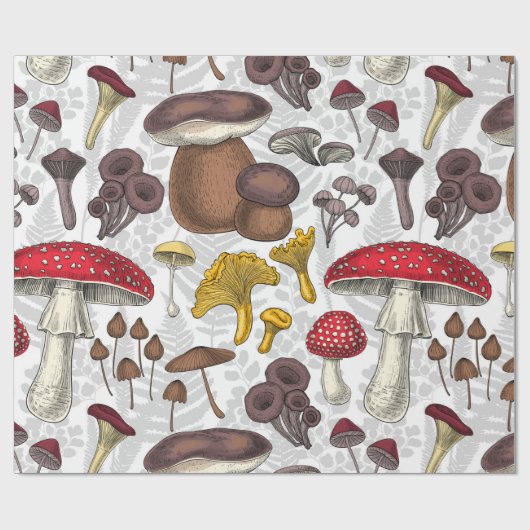 Wilde paddenstoelen cadeaupapier (Vlak)