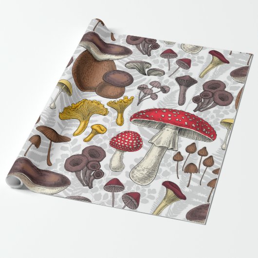 Wilde paddenstoelen cadeaupapier (Uitgerold)