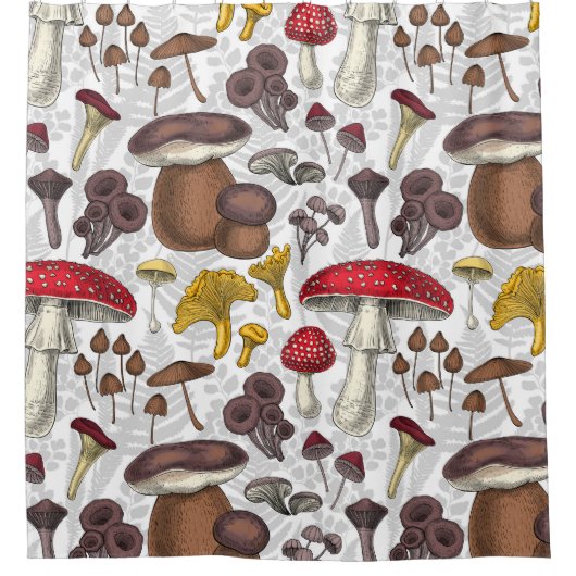 Wilde paddenstoelen douchegordijn (Voorkant)