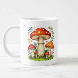 Wilde paddenstoelen en bloemen in gras bos natuur grote koffiekop