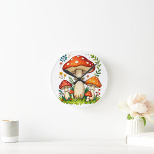 Wilde paddenstoelen en bloemen in gras bos natuur ronde klok