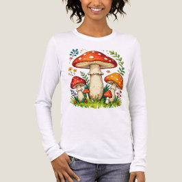 Wilde paddenstoelen en bloemen in gras bos natuur Tri-Blend shirt