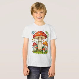 Wilde paddenstoelen en bloemen in gras bos natuur Tri-Blend shirt