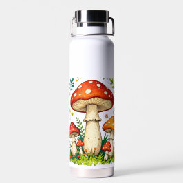 Wilde paddenstoelen en bloemen in gras bos natuur waterfles