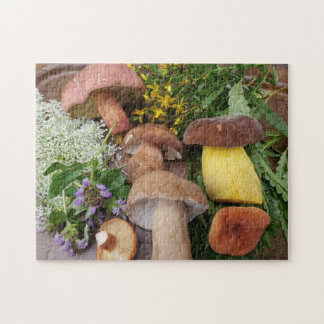 Wilde paddenstoelen en wilde bloemen Jigzaag Puzzl Legpuzzel