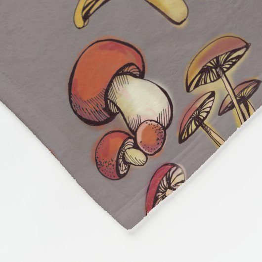 Wilde paddenstoelen fleece deken (Hoek)