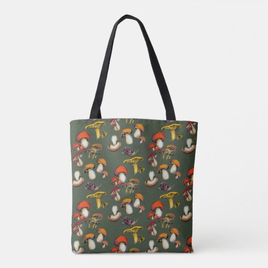 wilde paddenstoelen grote canvas tas (Achterkant)