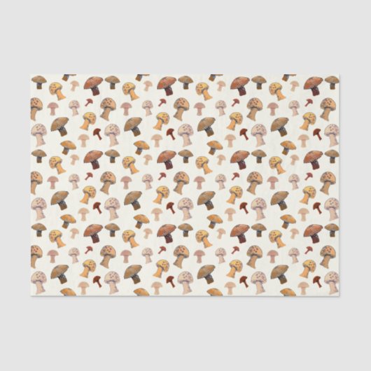 Wilde paddenstoelen Hand-Drawn Waterverf Woodland Tissuepapier (Voorkant)