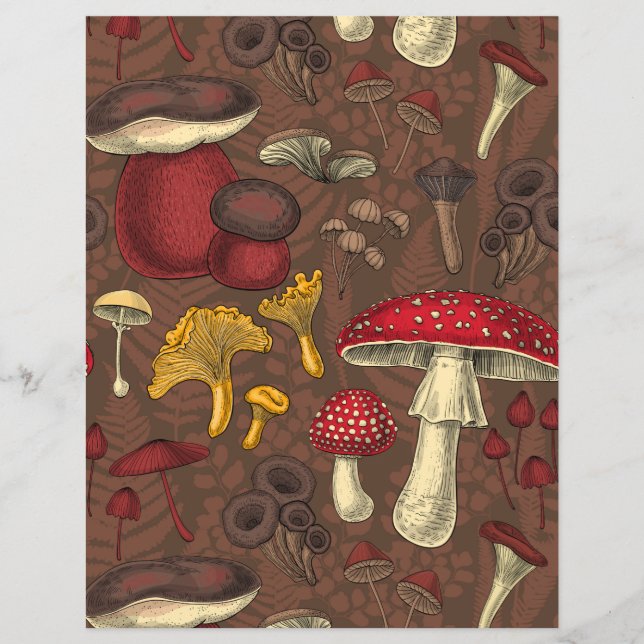 Wilde paddenstoelen op bruin (Voorkant)