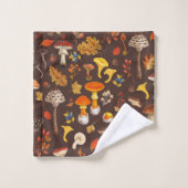 Wilde paddenstoelen op bruin bad handdoek (Wasdoekje)