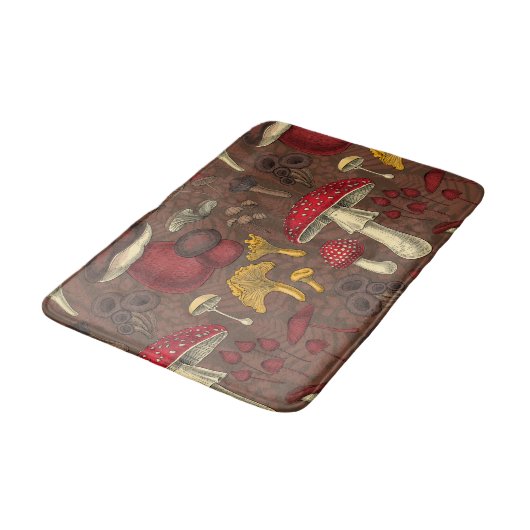 Wilde paddenstoelen op bruin badmat (Gekanteld)