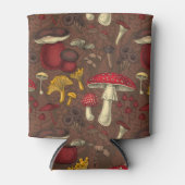 Wilde paddenstoelen op bruin blikjeskoeler (Voorkant)