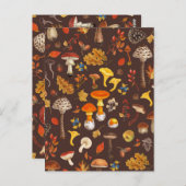 Wilde paddenstoelen op bruin briefkaart (Voorkant / Achterkant)