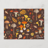 Wilde paddenstoelen op bruin briefkaart (Achterkant)