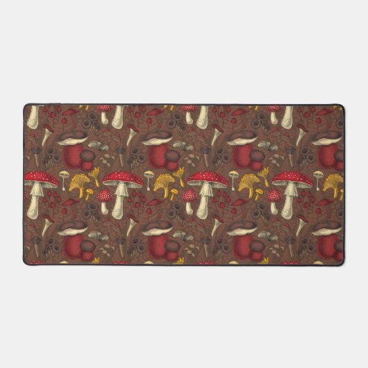 Wilde paddenstoelen op bruin bureaumat (Voorkant)