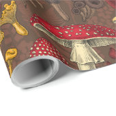 Wilde paddenstoelen op bruin cadeaupapier (Rol Hoek)