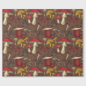Wilde paddenstoelen op bruin cadeaupapier (Vlak)
