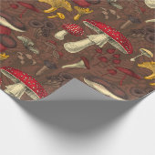 Wilde paddenstoelen op bruin cadeaupapier (Hoek)