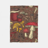 Wilde paddenstoelen op bruin fleece deken (Voorkant)