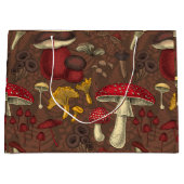 Wilde paddenstoelen op bruin groot cadeauzakje (Voorkant)