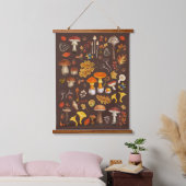 Wilde paddenstoelen op bruin hangend wandkleed (Slaapkamer)