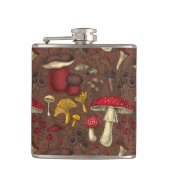 Wilde paddenstoelen op bruin heupfles (Voorkant)