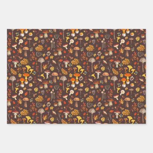 Wilde paddenstoelen op bruin inpakpapier vel (Voorkant 3)