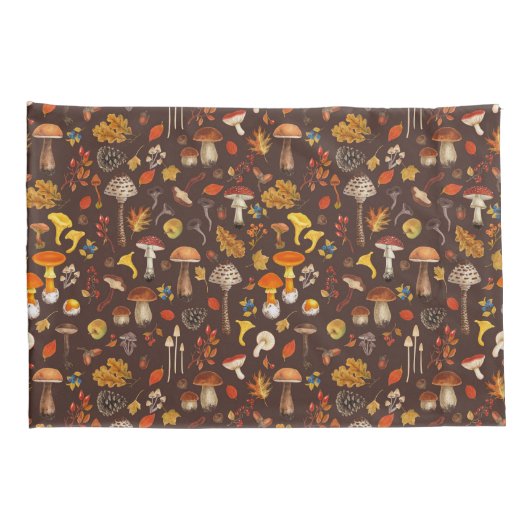 Wilde paddenstoelen op bruin kussensloop (Achterkant-Rechts)