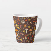 Wilde paddenstoelen op bruin latte mok (Rechterhoek)