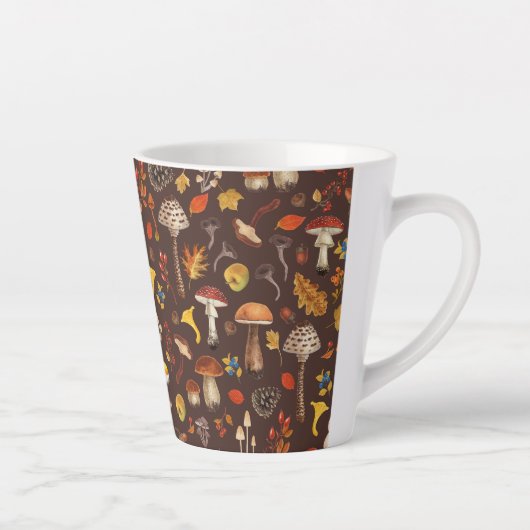 Wilde paddenstoelen op bruin latte mok (Rechts)